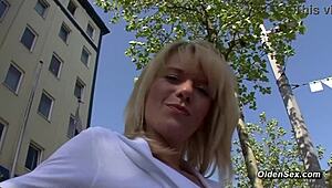 German Blonde MILF Intensely Masturbates With Vibrator On Casting