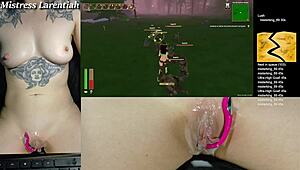 Twitch egirl plays with tropical monster girls, cum dripping from her pussy 😈