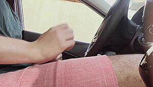 Hot chick jerks me off in the street.