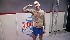 Daisy Ducati and Ruckus get down dirty, fucking and licking on the wrestling mat in wild interracial fun