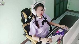 hey, watch this thai student girl get grabbed and fucked in front of the computer, her loud moans echoing clearly in 4k