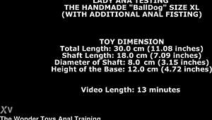 Lady Ana tests handmade Balldog XL with anal fisting!