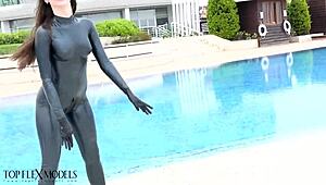 Latex Flexible Doll in Outdoor Fetish