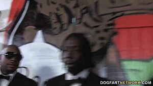 Busty blonde cindee gets enjoys interracial gangbang