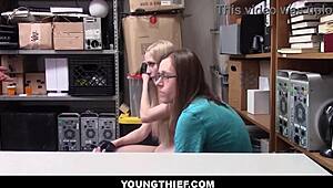 skinny shoplifter fucked by guard in front of her boyfriend - emma starletto