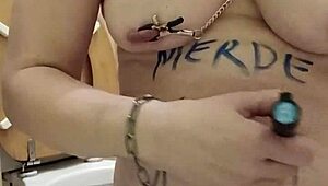 french milf slave humiliates herself in public