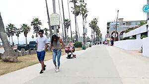 Fit Milf Granny Enjoys Outdoor Beach Sidewalk Encounter