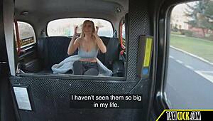 Her natural tits are perfect, showcased in taxi adventures with blowjobs.