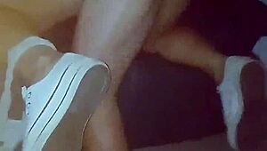 Cuckold watches wife get eaten out by another man