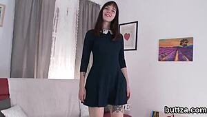 Adorable Semi-Nude Petite 18+ Kitten Receives Blowjob And Gets Banged In Gaped Anal