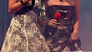 Blonde bombshell dances seductively on stage