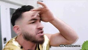 Lucky DJ enjoys private foursome with blowjobs, fucking, and big cocks.