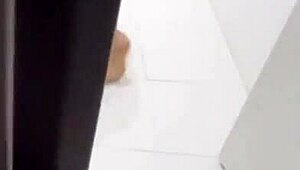 i find my big-assed stepmother shaking her ass while cleaning the bathroom and jerk off behind her