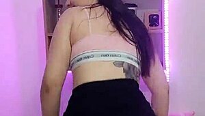 Brazilian girl dances funk with wet moves.