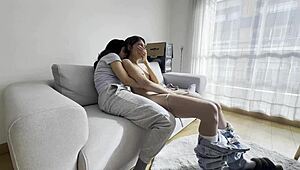 Eating Friend's Pussy At Home In Sensual Lesbian Encounter