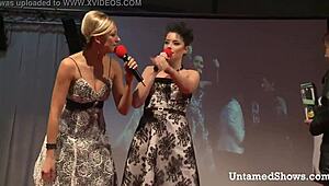 Blonde bombshell dances seductively on stage