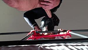 Bound And Hooded Milf Takes Cock Down Throat With Moaning Spit And Gagging