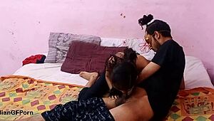 Skinny Indian teen takes huge cock deep into her tight pussy passionately