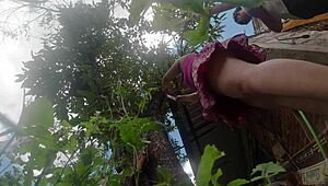 Big Ass Country Wife Teaches Lazy Brother-In-Law How To Prune Fruit Tree! He Records Her Skirt Panties Hidden!
