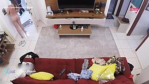 i tryed on clothes for the delivery boy and sucked him till he came on me