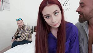 redhead scyley jam gets ass gaped as her cuck husband watches