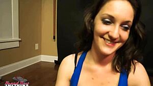 Brunette Ryann sucks cock, craving deep pussy fucking with intense pleasure