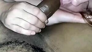 Wife sucks big black cock POV