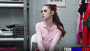 Skinny Shoplifter, Will You Get Fucked Hard by the Mall Cop?