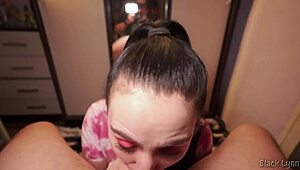 Stunning black lynn vapes then gives pov blowjob to cocksucker