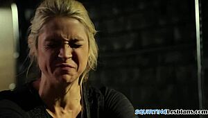 Prisoner squirting during fingering by marshal