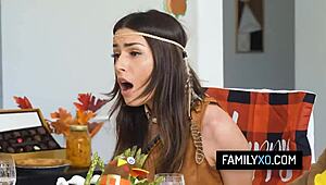 Hot Stepfamily Foursome for Thanksgiving - Chanel Camryn Tiffani Madison