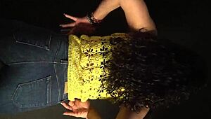 moving butt and hips to the rhythm of the music sexy outfit and long nails