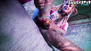 Watch this tattoo slut perform solo double penetration with toys