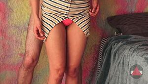 Lifting Her Skirt To Fuck Her Thighs In Doggystyle Position