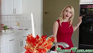 I watch the classy milf ride my stepsons dick in reverse cowgirl, deepthroating and swallowing cum.