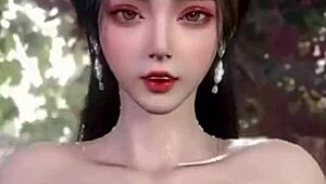 3d ai hq brunette asian big tits firm tits hard erect nipples cowgirl riding pov sex with sound added