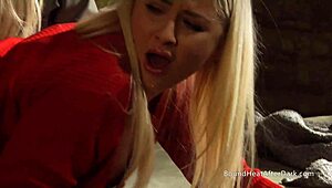 this submissive lesbian slave with big natural boobs gets dominated hard by her mistress