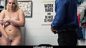 Watch This Milf Thief Negotiate Freedom With Pervert Mall Officer Liftermilf!