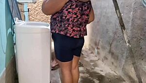 brazilian naughty teacher fucks her student, homemade, clothes ripped, ass dripping cum, big natural tits and ass covered