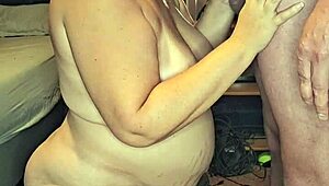 this preggo milf is sucking a big cock in her home, moaning loudly