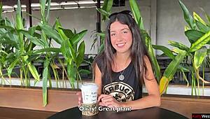 Crazy cumwalk in starbucks - blowjob in public toilet drinking coffee with sperm ☕