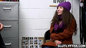 Amber Summer Caught Stealing! Officer Rusty Nails Strips And Searches Her