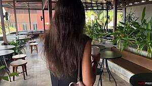 Crazy cumwalk in starbucks - blowjob in public toilet drinking coffee with sperm ☕