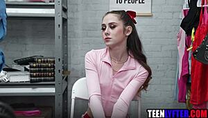 Skinny Shoplifter, Will You Get Fucked Hard by the Mall Cop?