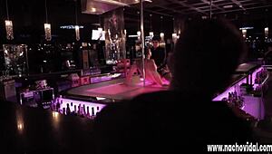 Stylish strip club performance with dancing, teasing, and baseball bat by Nacho Vidal