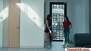 hot teen 18+ tastes her twin girlfriend in lesbian fun