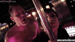 Stylish strip club performance with dancing, teasing, and baseball bat by Nacho Vidal