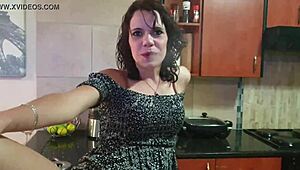 The Petite Amateur In Kitchen Spreads Legs, Flashes Pussy Upskirt Smoking Cigarette