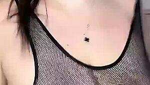 I fuck huge natural tits from above in stockings