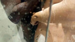 Husband Films Wife Taking Huge BBC Shower Fuck